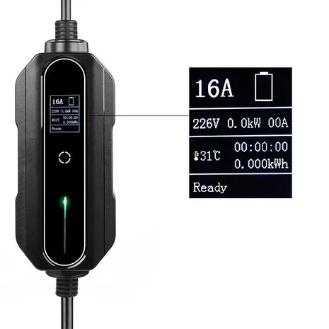 PREMIUM INSTELBARE MOBIELE LADER/LAADKABEL STOPCONTACT TYPE 2 1FASE 6A16A 1,3KW3,6KW VOOR MASERATI GRANCABRIO FOLGORE