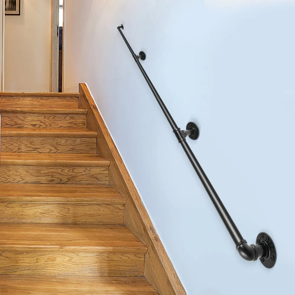 VEVOR Balustrade Trap Pijp Trapleuning 3 m Leuningen Trappen Binnen Zwarte Outdoor Indoor Universele Trapleuning Gemaakt van Koo